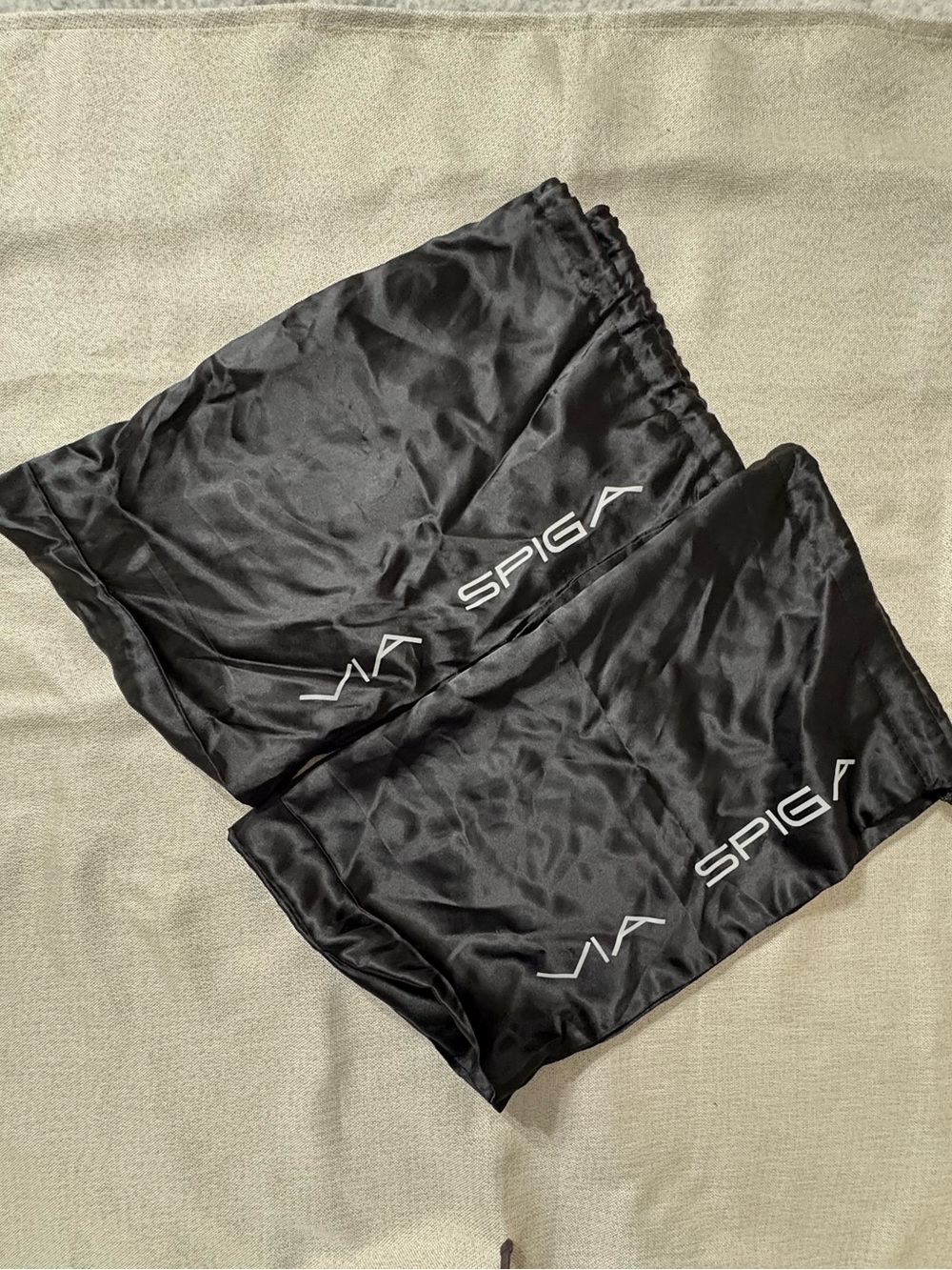 2 Via Spiga Black Satin Drawstring Dust Bags 20” x 16” Shoe Handbag Storage